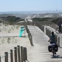 Boardwalk over dunes in Espinho