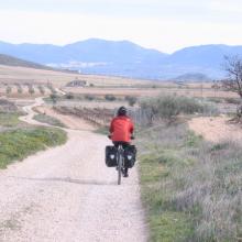 Riding on the greenway of the Xixarra, between Yecla and Villena